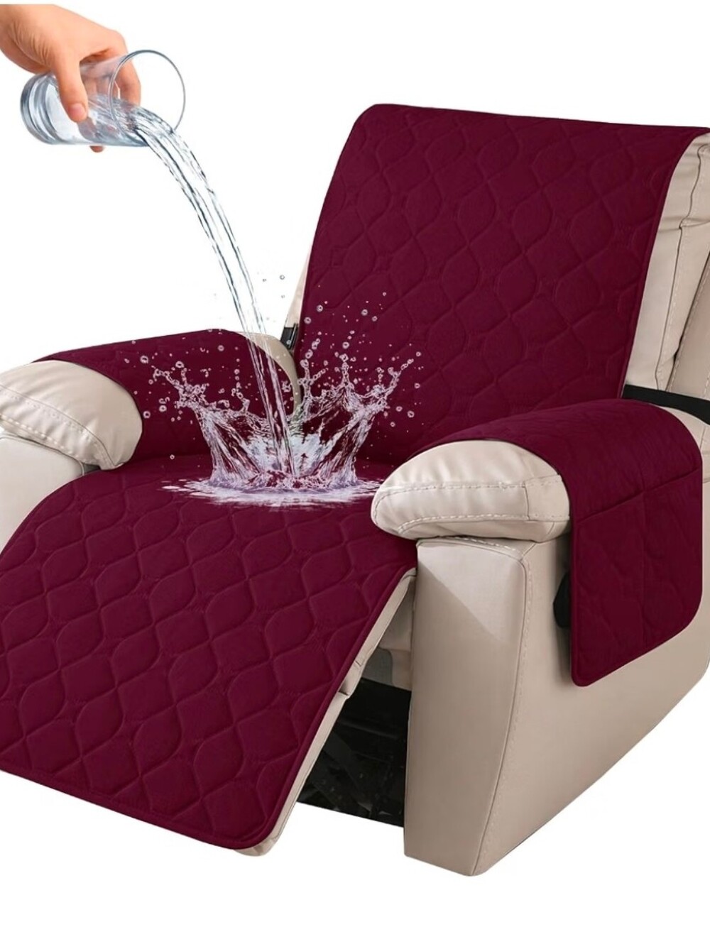 Waterproof Quilted Recliner Protector - Burgundy
